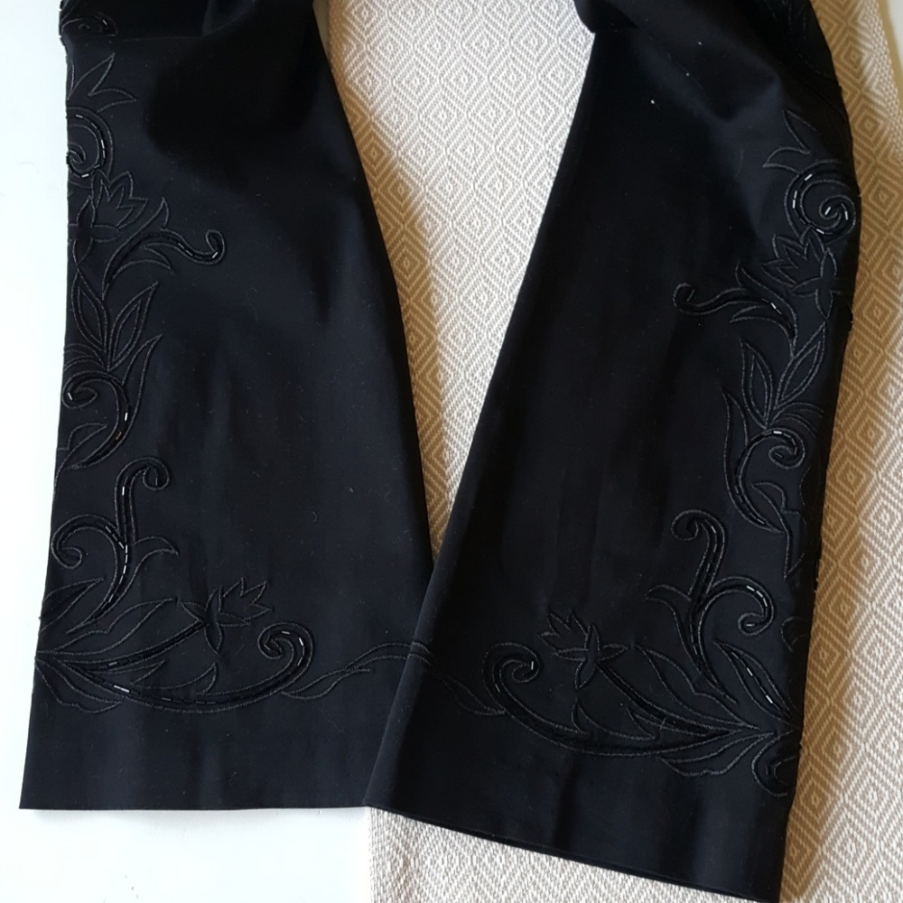 Cache black beaded vine side of leg pant